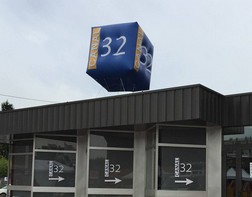 Giant outdoor helium advertising cube for an open day