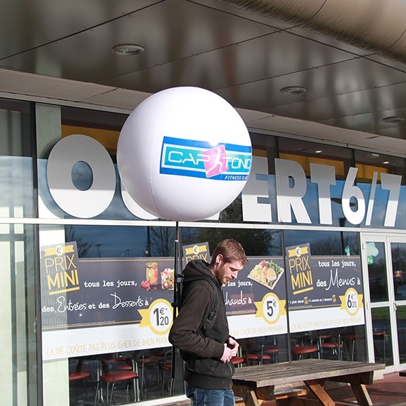 Balloon on backpack for street marketing